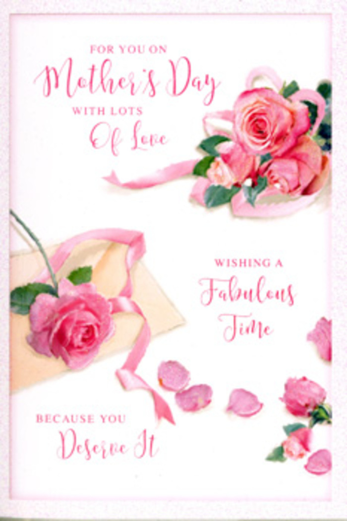 An elegant Mother's Day card is shown in close detail, its surface transformed into a soft floral tableau that feels as carefully composed as a hand-tied bouquet. Across the white background, a generous spray of pink roses stretches from corner to corner, with blooms in various stages of openness, from tight, promising buds to fully unfurled flowers whose petals appear thick and velvety. The colour palette moves gracefully through blush, rose, and slightly deeper pink tones, mirroring the variety you might find in a curated selection at a local Stroud Green florist. Scattered petals rest lightly around the central cluster, some turned on their sides, others flat, creating a sense of gentle movement as if the bouquet has been lovingly handled just moments before. A soft ribbon, tinted in complementary pastel shades, winds casually but purposefully among the roses, adding a touch of celebration and giving the eye a path to follow. Overlapping this floral scene, flowing calligraphy carries a heartfelt Mother's Day greeting, the letters swirling and dipping with a hand-drawn warmth. The script feels personal, as though it was written in a quiet moment at home before being slipped into an envelope. The lighting is diffused and tender, with no sharp contrasts, enhancing the impression of a calm, sunlit room near Stroud Green where flowers, cards, and small gestures of love come together. The overall mood of the image is one of gratitude and soft admiration, like a thoughtful bouquet left on the table to be discovered.